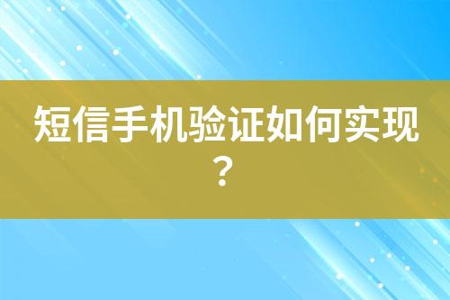短信手機(jī)驗(yàn)證如何實(shí)現(xiàn)？